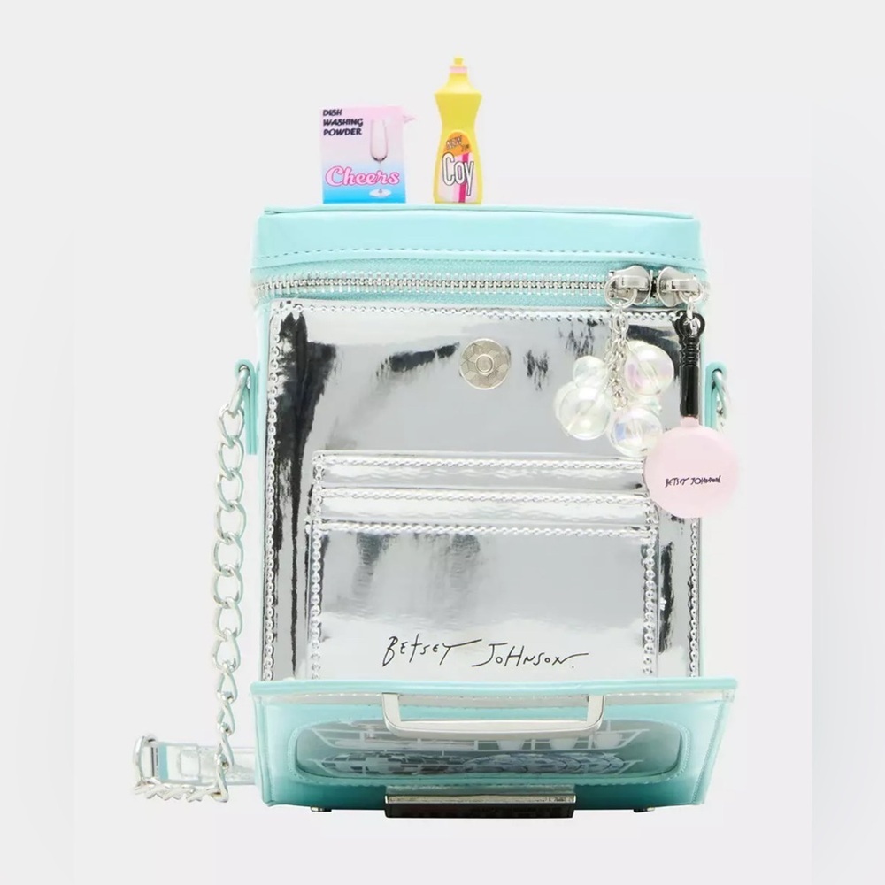 NWT Betsey Johnson Kitsch Clean Or Dirty Blue Crossbody Bag Dishwasher 🫧 - Picture 7 of 11